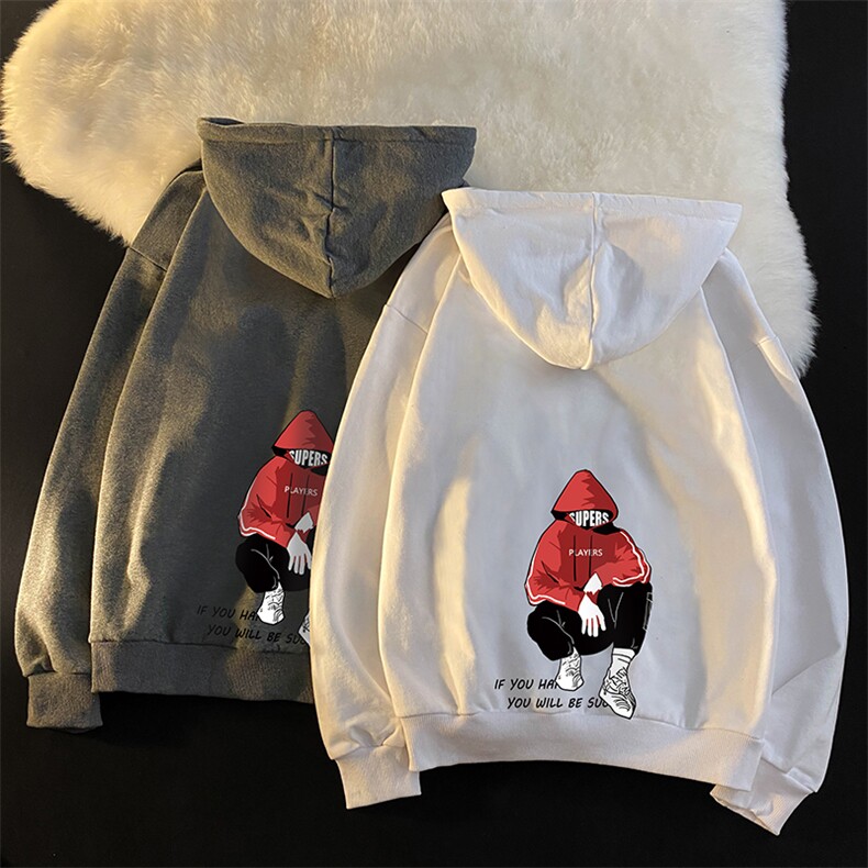 WY2051-P35加绒款-P40纯棉连帽卫衣男大码运动帽衫宽松薄外套男,男装卫衣,电商A040