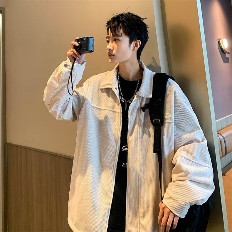 工装外套男春秋款季cityboy复古痞帅宽松灯芯绒休闲夹克 W198图片