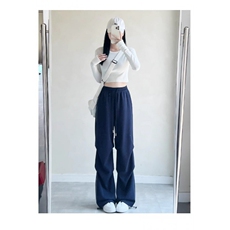 AK2358-P40降落伞卫裤女春秋百搭显瘦运动裤高腰宽松阔腿裤，女装休闲裤，星座617A-2
