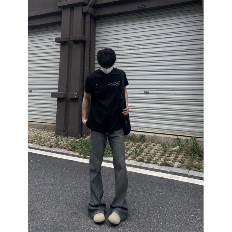 cleanfit巴家竹节牛仔裤高级感痞帅修身微喇叭裤,男装牛仔裤,星座310A-4