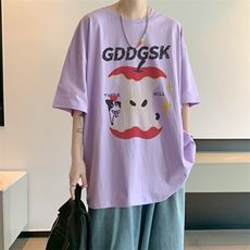 已注册/夏季内景苹果印花宽松短袖T恤男潮休闲打底衫DT00593/P25，男装T恤，电商B316