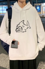 WY2041-P35加绒款-P40纯棉连帽卫衣男大码运动帽衫宽松薄外套男，男装卫衣，电商A040