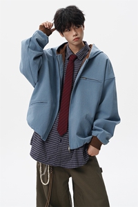 8XL-M 美式复古撞色连帽水洗夹克男高级感做旧情侣外套JK1327P88图片