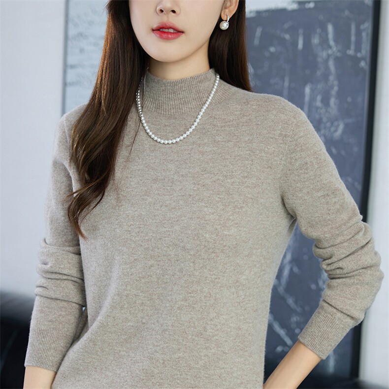 一线成衣半高领长袖针织打底毛衣女时尚纯色显瘦内搭上衣加厚毛衫图片