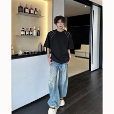 夏季美式高街ins重磅拉链装饰短袖T桖货号TX25172P35，男装T恤，电商A063