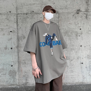 B239-1102-P25 立体感人像印花 夏季重磅落肩袖 短袖T恤男 美式图片