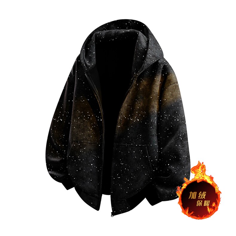 抖音得物品质美式加绒重磅满天星水洗扎染连帽卫衣开衫外套CM51JR，男装卫衣，电商A486