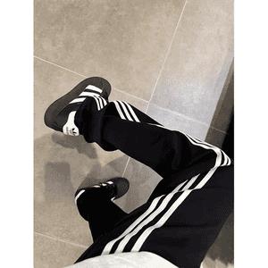 港风秋款男女休闲卫裤三条杠条纹直筒宽松长裤h075P45,男装休闲裤,星座1013-1