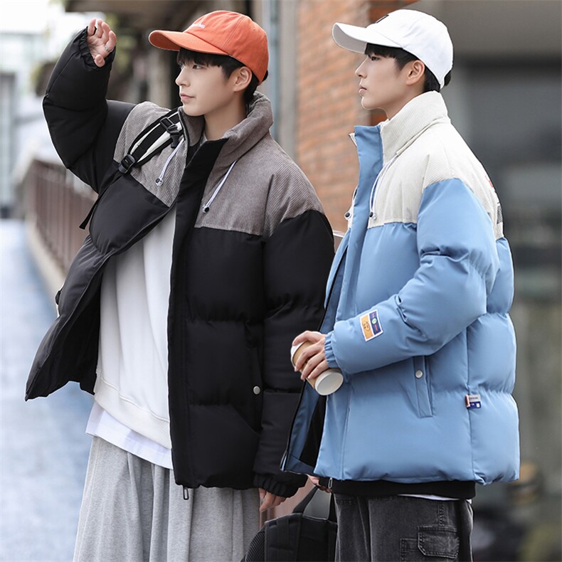 6931冬男士休闲拼接撞色棉衣外套保暖防寒面包服棉服棉袄子潮大码图片