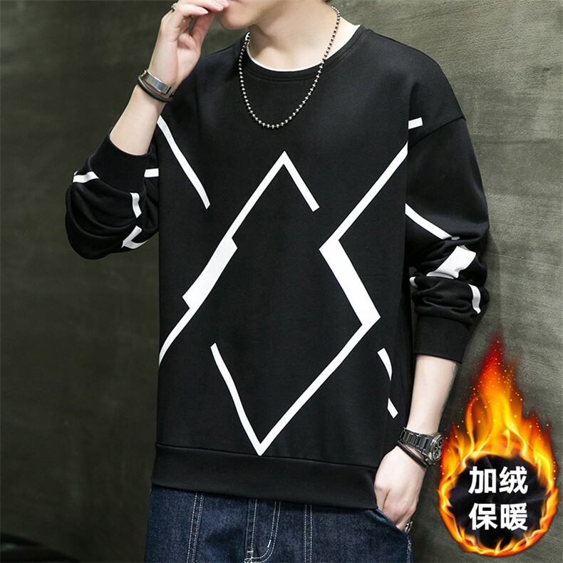 M-8XL秋季加绒加厚胖子假两件圆领卫衣男,男装卫衣,星座209