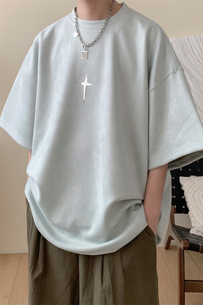 ！2025夏季新款男士银色字母印花情侣短袖T恤TL2410特P19控38,男装T恤,电商B220