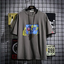 2021夏季新网格风日系大码男已注册卡通印花短袖T恤T1050-P25，男装T恤，电商A001