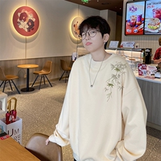 圆领贴标卫衣男款春秋季美式复古重磅休闲潮牌青少年宽松慵懒外套，男装卫衣，电商B371