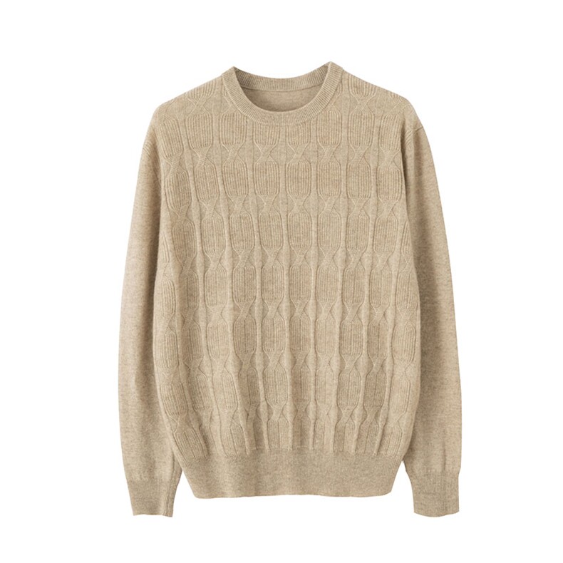 时尚女装35%羊绒半高领毛衣优雅扭花纹理设计舒适保暖，男装羊绒套衫，台绒羊绒