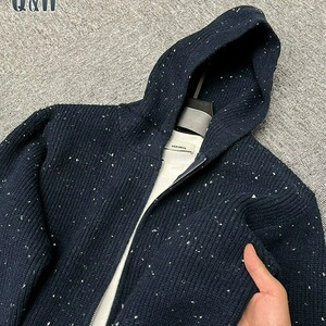 毛衣拉链连帽开衫外套男秋冬潮休闲毛衣外搭针织衫加厚慵懒风网图