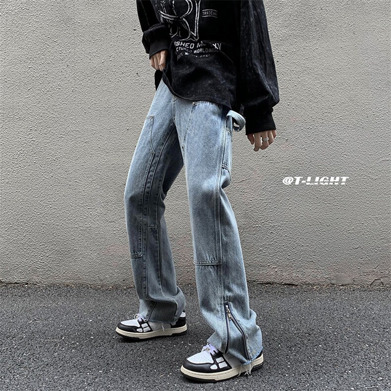 B221美式ins高街暗黑小众拉链牛仔裤LK22076-P65控88,男装牛仔裤,电商B221