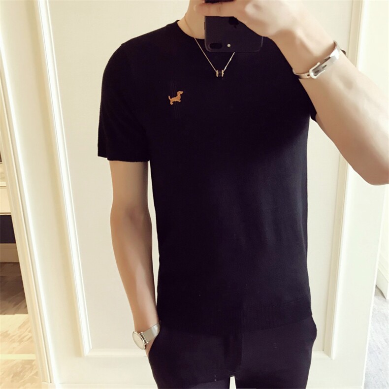 常年货小狗刺绣圆领短袖针织毛衣青年男1201,男装针织衫/毛衣,电商C301