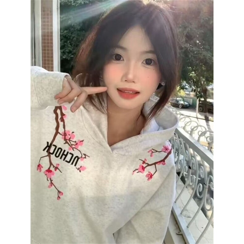 5413-P48美式复古刺绣百搭重工设计感连帽卫衣外套,女装卫衣/绒衫,星座617A-2