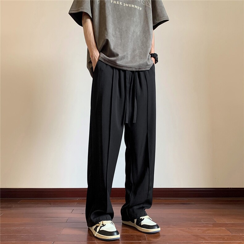 抖音春秋高克重宽松休闲裤拖地裤垂感小西裤K2675-特P32，男装西裤，电商A099