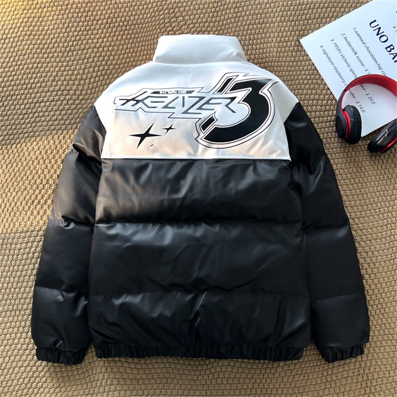 pu皮拼接面包服棉服情侣冬季加厚棉衣加厚外套MMY266特P95控158,男装棉衣,电商B370