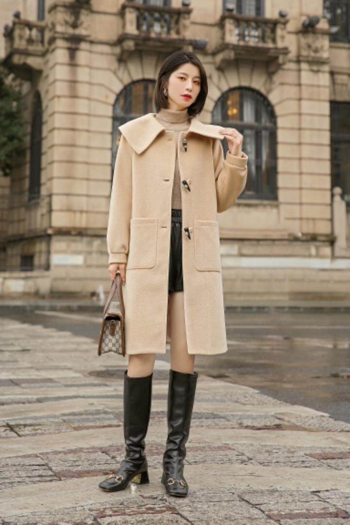 韩版长款牛角扣大衣，其它，咔蒂妮