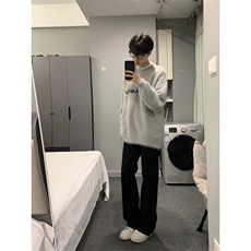 海马毛毛衣基础简约标语logo字母宽松情侣男女同款M5237，男装针织衫/毛衣，星座1116A（原606A-3）