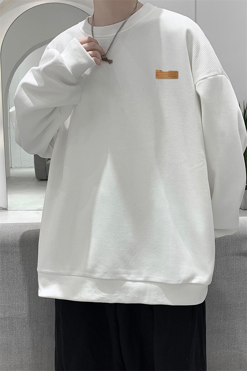 华夫格卫衣圆领卫衣男大码长袖t恤男外套HW76293-P30,男装卫衣,电商A040