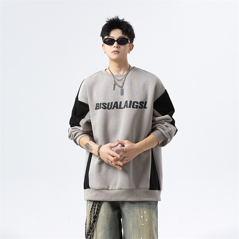 2025春秋季新款拼接设计感卫衣青少年潮流宽松长袖上衣特批40，男装卫衣，星座516