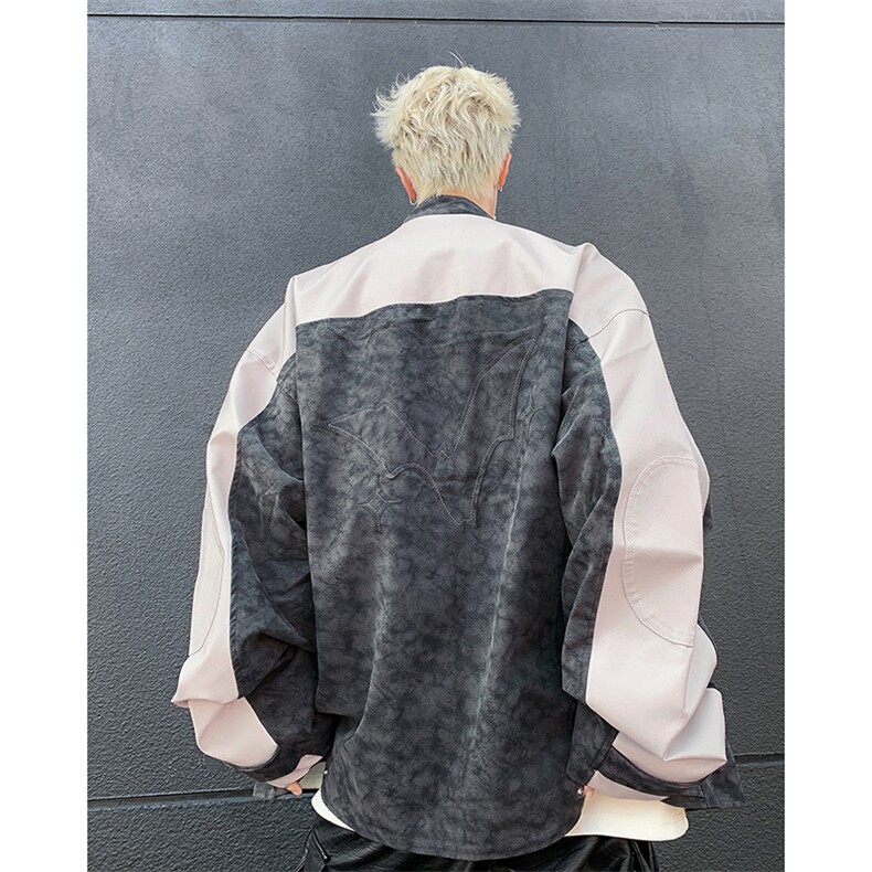 皮衣外套男春秋季新款设计痞帅宽松飞行服pu皮夹克JK85533-p86,男装夹克,星座1008