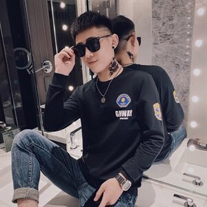 社会小伙网人潮牌印花套头卫衣T恤长袖2021春秋季新款全色29036-P55图片
