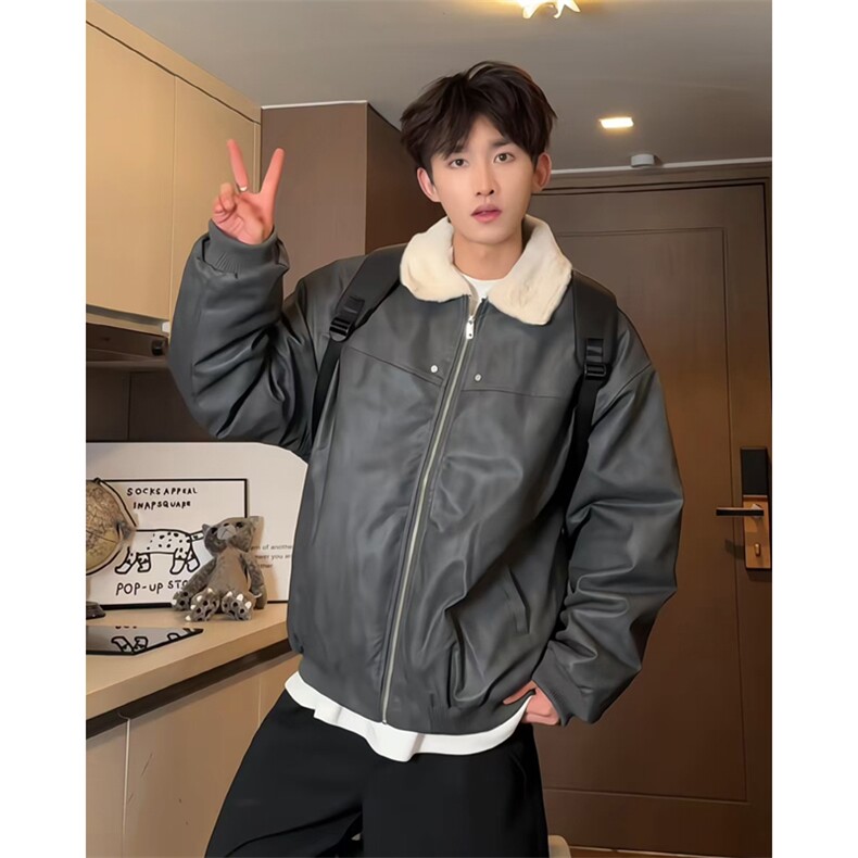 W8217P130控178皮毛扎染加绒加厚宽松休闲棉衣棉服,男装棉衣,电商B205