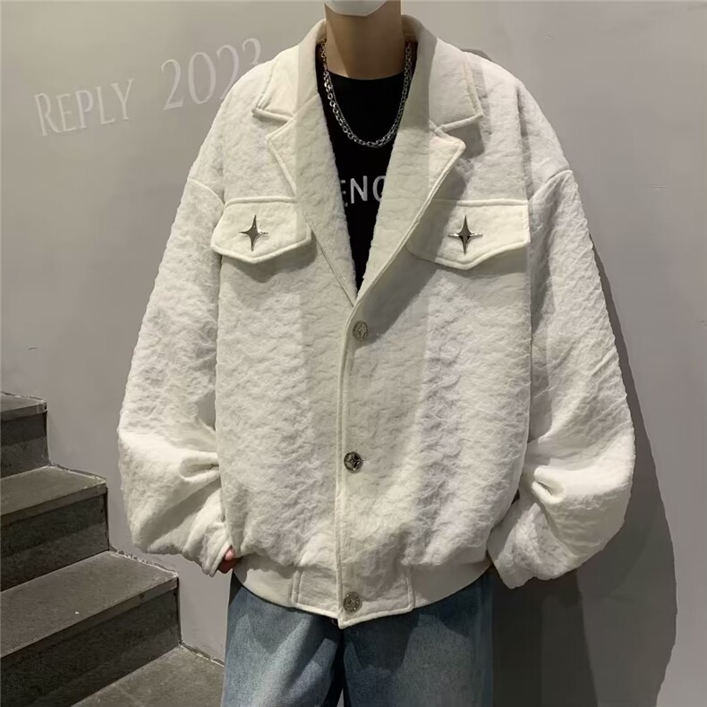 小香风外套潮牌男春秋痞帅休闲发型师潮男穿搭工装夹克W5075-P65,男装夹克,星座412-3