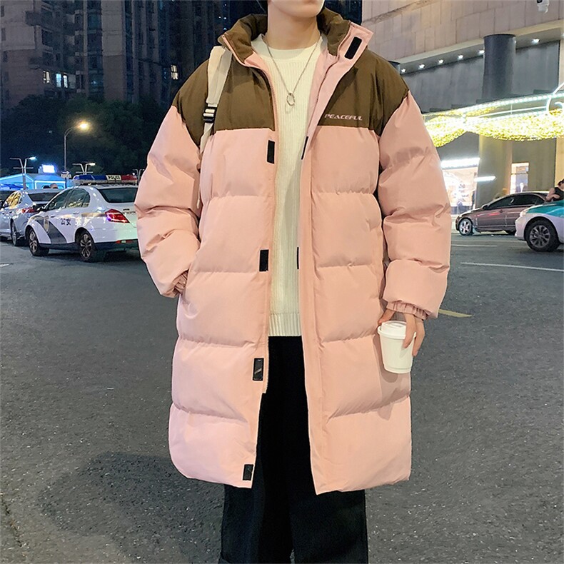 长款棉服男潮拼色情侣上衣港风加厚保暖宽松立领外套M003-P100,男装棉衣,星座308B-2