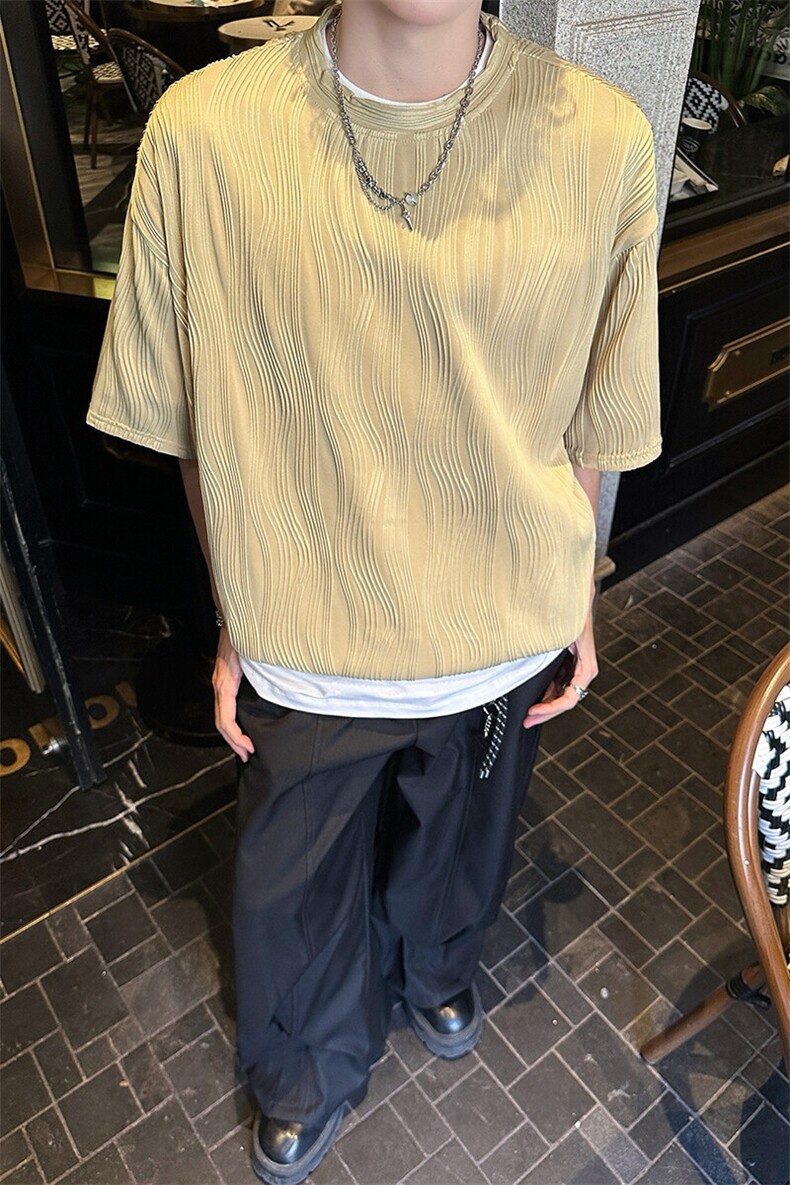 8XL-M特大码夏季短袖冰丝皱感透气T恤男潮垂感宽松半袖DX305P45,男装T恤,电商D206-1