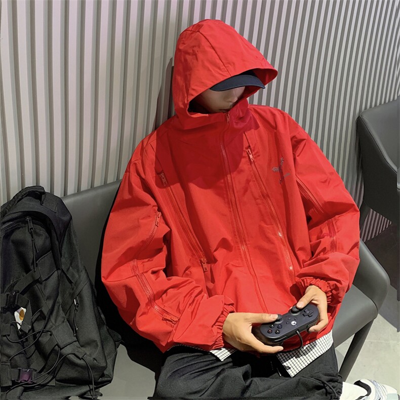 Wt14-P52美式宽松型连帽拉链冲锋衣，男装夹克，星座1501-1