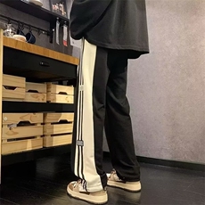 现货美式条纹卫裤男秋冬季潮牌痞帅炸街青少年宽松大码运动直筒裤，男装休闲裤，星座218-1（原230）