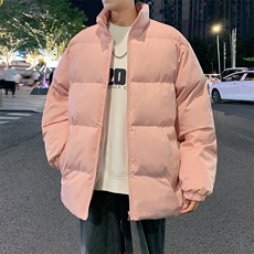 蓝色立领棉服男款冬季加厚保暖宽松棉袄韩版潮牌百搭棉衣外套ZM04，男装棉衣，星座310B-1