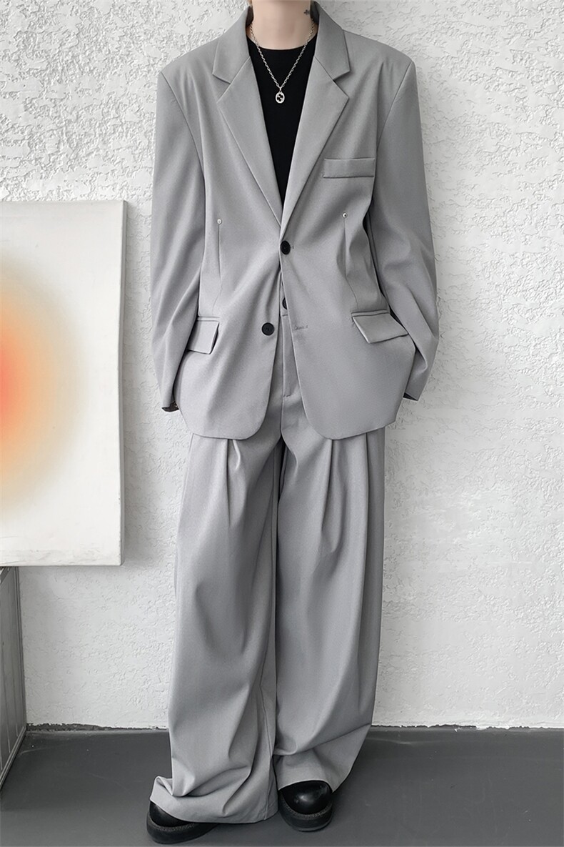 潮流休闲西装外套高级痞帅宽松韩版自带垫肩西服外套可整套搭配,男装西服,电商B319