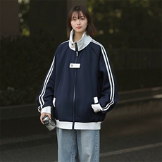抖音得物品质秋冬美式高街重磅结构拼接织带翻领卫衣夹克外套W113，男装夹克，电商A486
