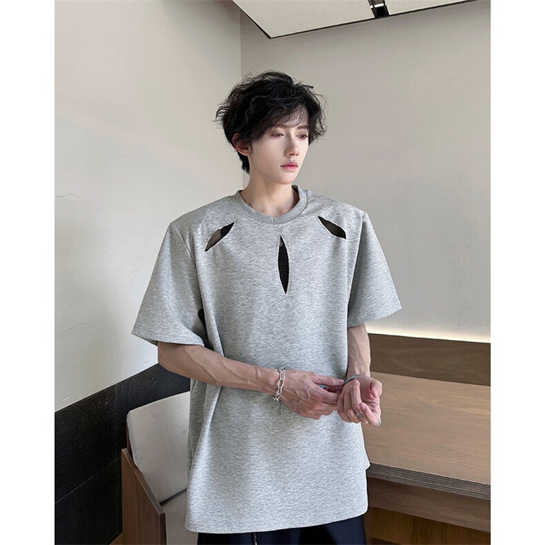 美式圆领短袖男宽松设计感痞帅T恤夏季慵懒风上衣服潮T5860-P38,男装T恤,星座308B-1