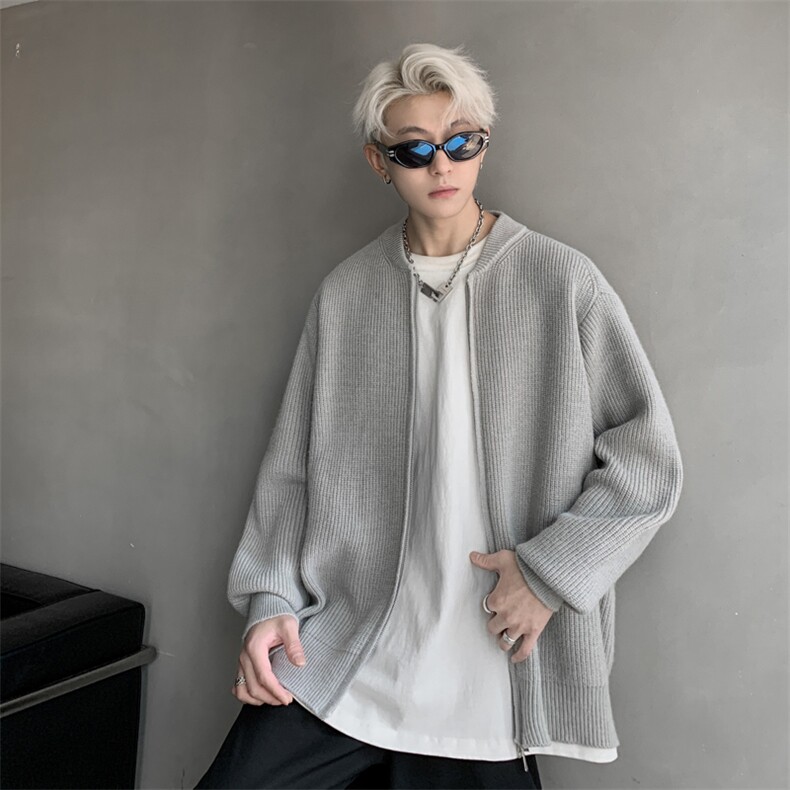 ！棒球领双拉链开衫针织毛衣男CP16-特p55,男装针织衫/毛衣,电商B371