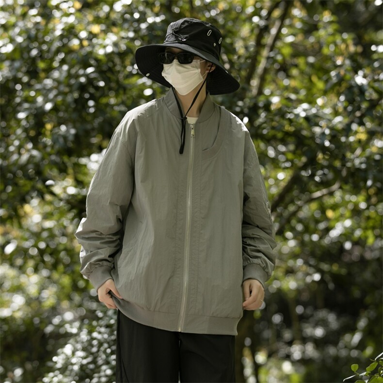 港风大码日系男女户外薄款休闲连帽防晒服XZ213-JKFS03-P75控98,男装防晒衣,星座213
