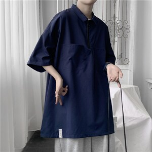 夏季工装衬衫男短袖衬衣港风宽松休闲衬衫C203P35，男装T恤，电商C323