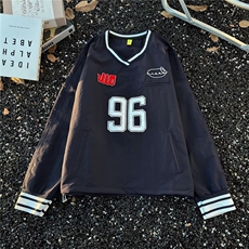 简约长袖V领球服美式卫衣新款百搭潮流ins气质日系慵ST701-P41，男装T恤，星座412-3
