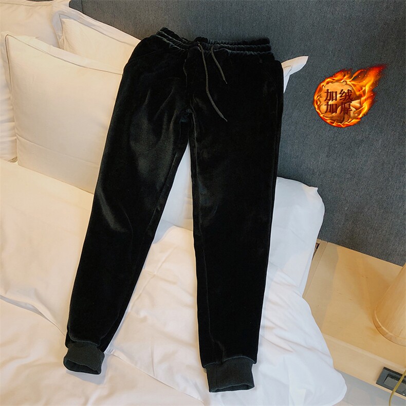 703-K06-P50冬季银狐绒双面绒纯色束脚休闲裤保暖易打理M-5XL,男装棉衣,星座703
