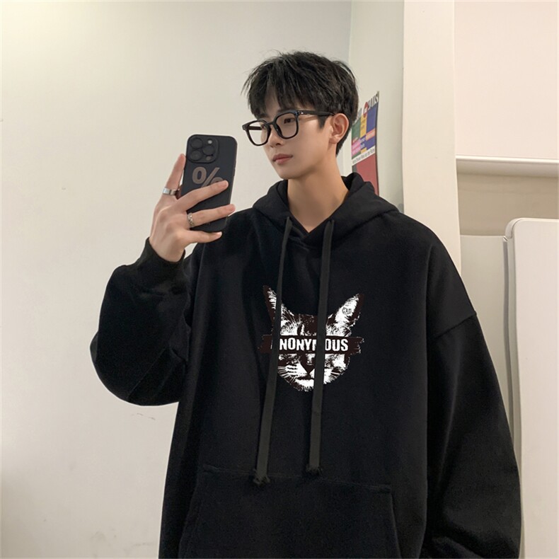 抖音品质 秋季320G华棉男士连帽大码印花卫衣WYH514-P45控68图片