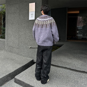 费尔岛加厚高领开衫毛衣短款男女时尚休闲潮流百搭外套图片