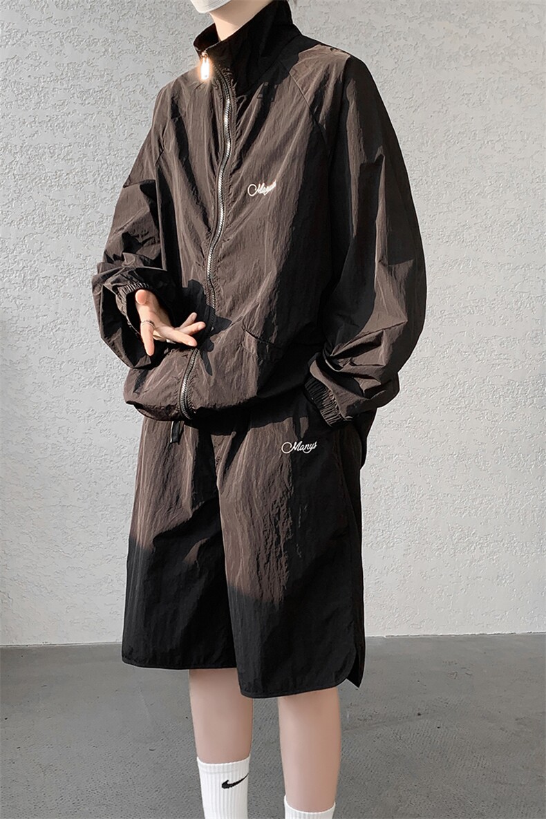 8XL-M特大码冰丝防晒服短裤套装男户外防晒衣运动外套潮TZ102P65,男装防晒衣,电商D206-1