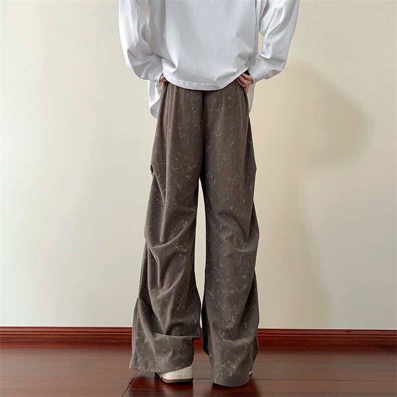 现货2026春扎染褶皱脏脏裤高街中性港风个性裤子K528-TP42，男装休闲裤，电商A170