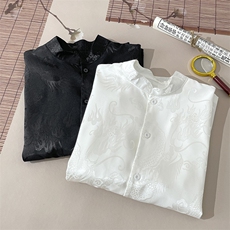 特批P35无差价夏季新款新中式唐装冰丝衬衫宽松短袖外套男CD2262，男装衬衫，电商A001